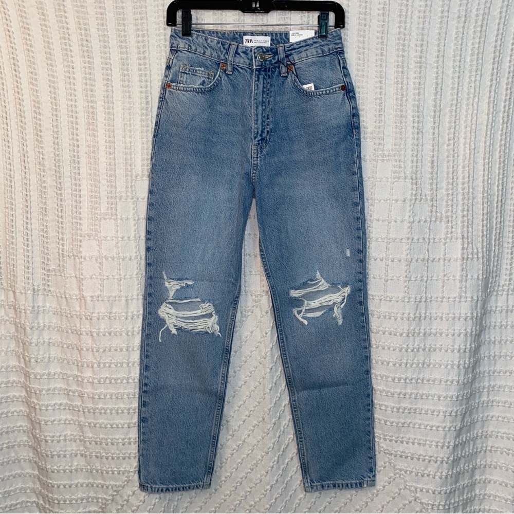 NWT Zara Straight Leg Distressed Jeans - Size 36 (4)
